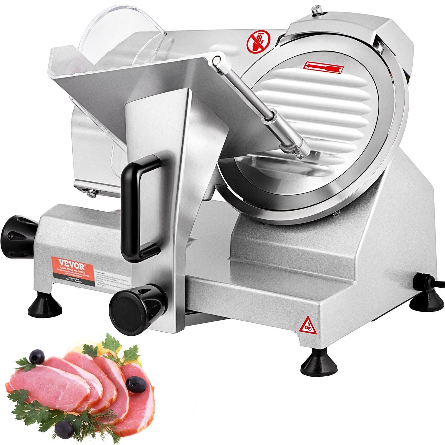 Electric Meat Slicer, 200W, 350-400RPM with 0-12mm Adjustable Thickness Blade