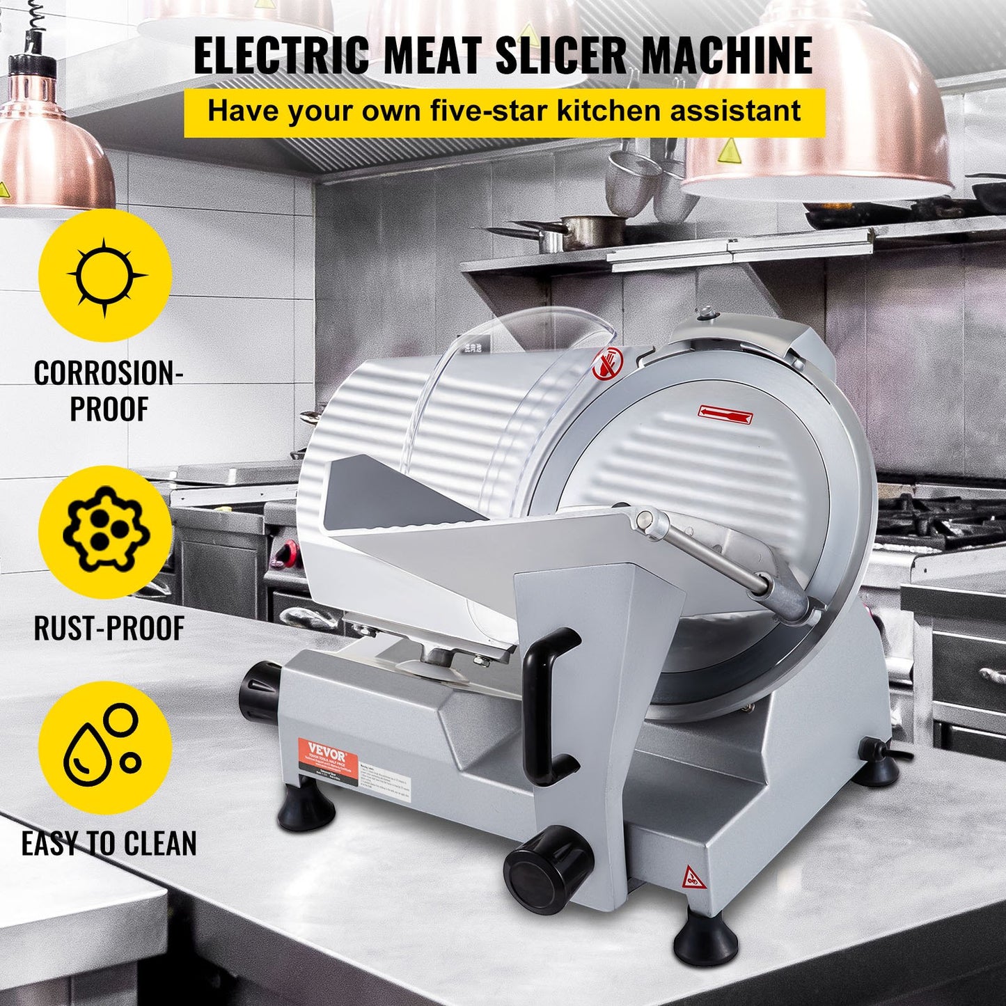 VEVOR Commercial Meat Slicer, 320W Electric Deli Food Slicer, 12 inch Carbon Steel