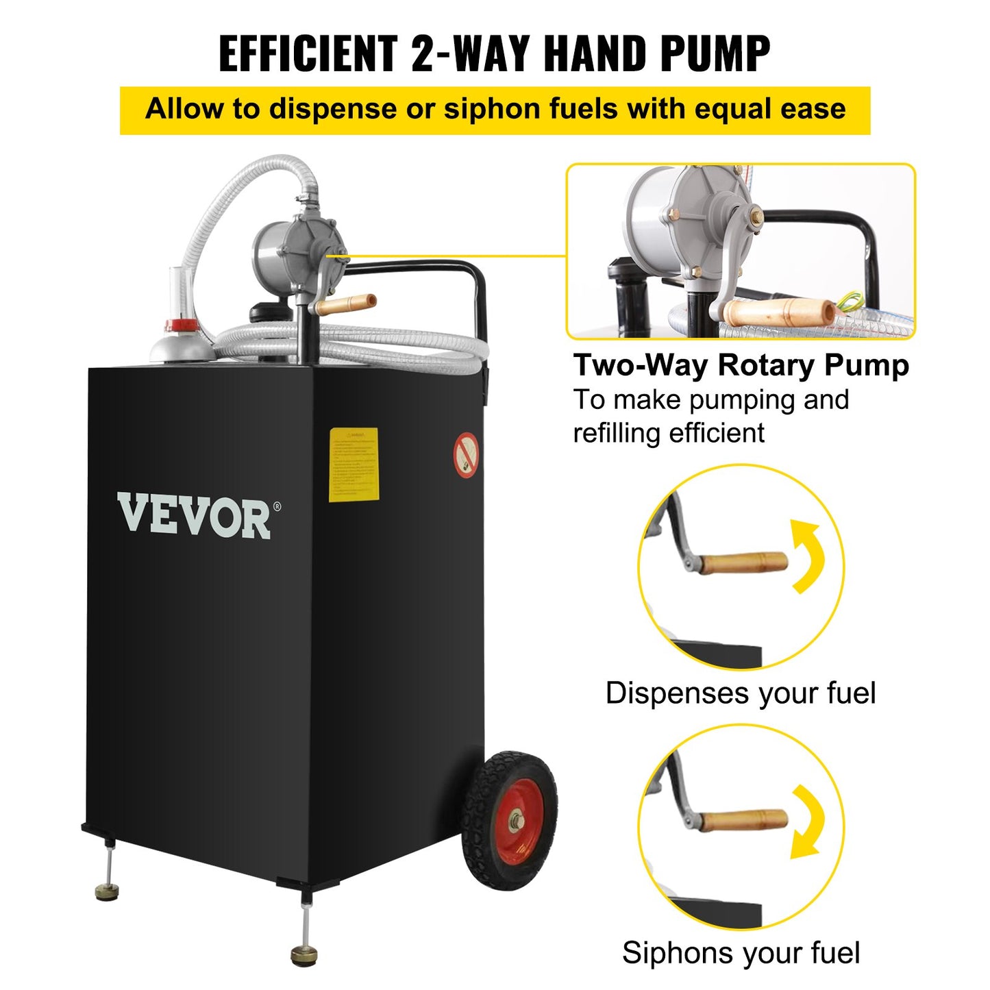 VEVOR 114L Gas Caddy, Fuel Storage Tank with Wheels, Portable Fuel Caddy with Manuel