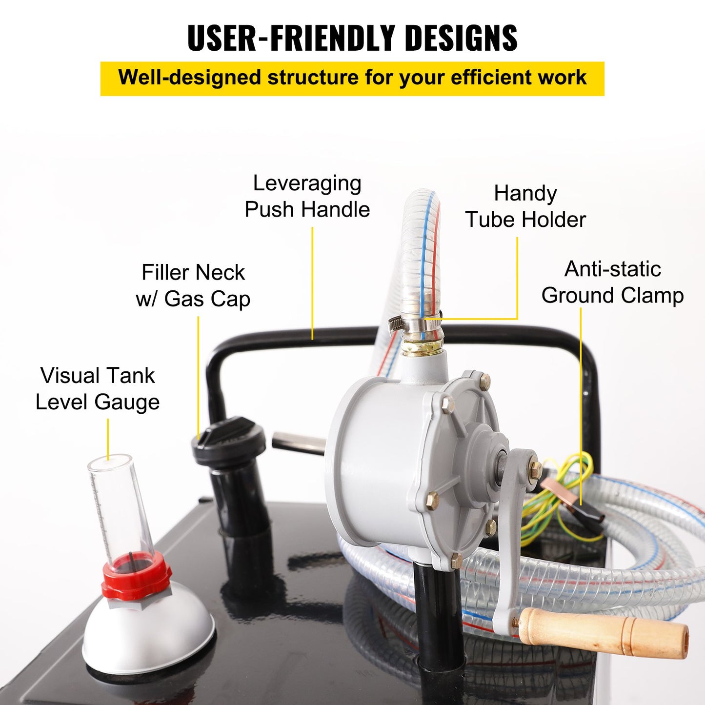 VEVOR 114L Gas Caddy, Fuel Storage Tank with Wheels, Portable Fuel Caddy with Manuel