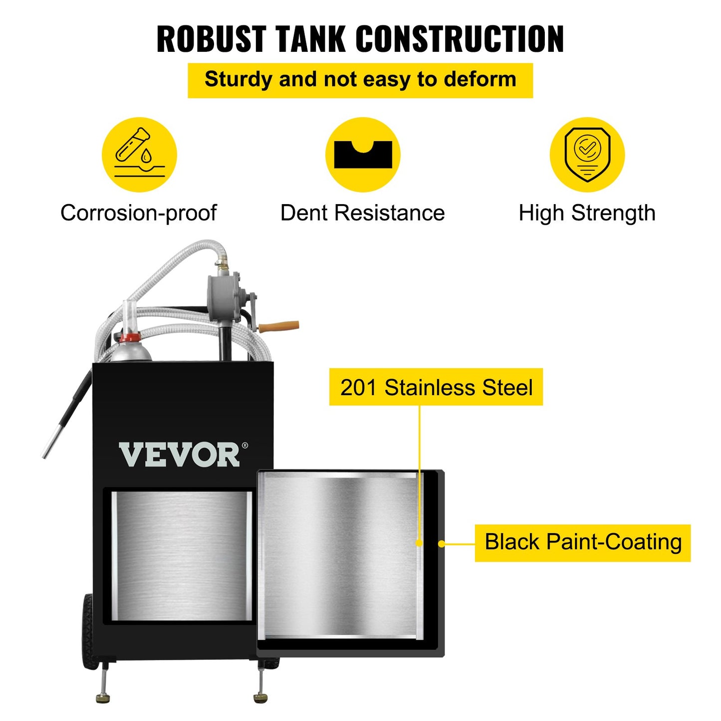 VEVOR 114L Gas Caddy, Fuel Storage Tank with Wheels, Portable Fuel Caddy with Manuel