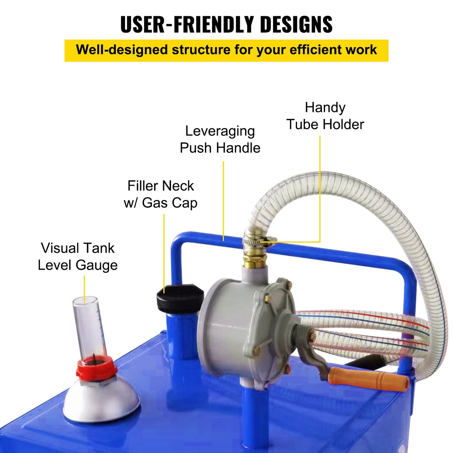 VEVOR 114L Fuel Caddy, Gas Storage Tank & 4 Wheels, with Manuel Transfer Pump, Gasoline