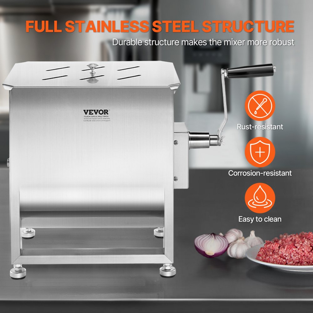VEVOR Manual Meat Mixer 60L Fixed Tank Mixing Max 60LB for Meat Sausage Mixer