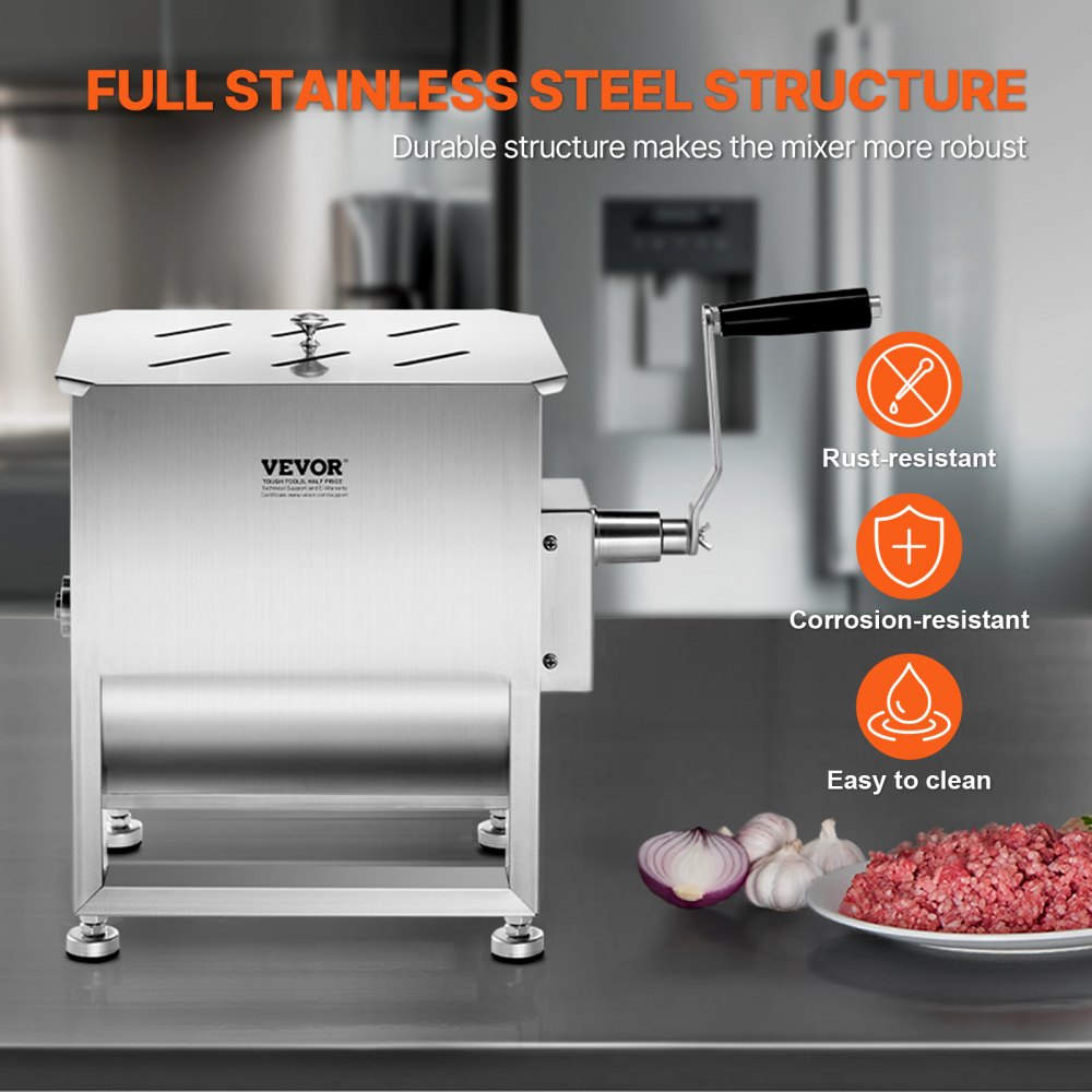 VEVOR Manual Meat Mixer 30L Fixed Tank Mixing Max 30LB for Meat Sausage Mixer