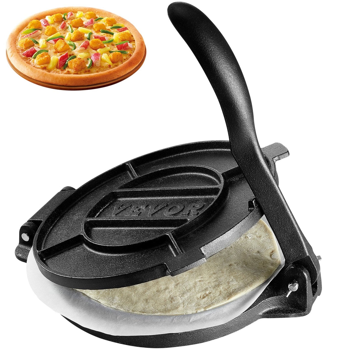 Heavy-Duty 25 cm Cast Iron Tortilla & Roti Maker with Parchment Papers