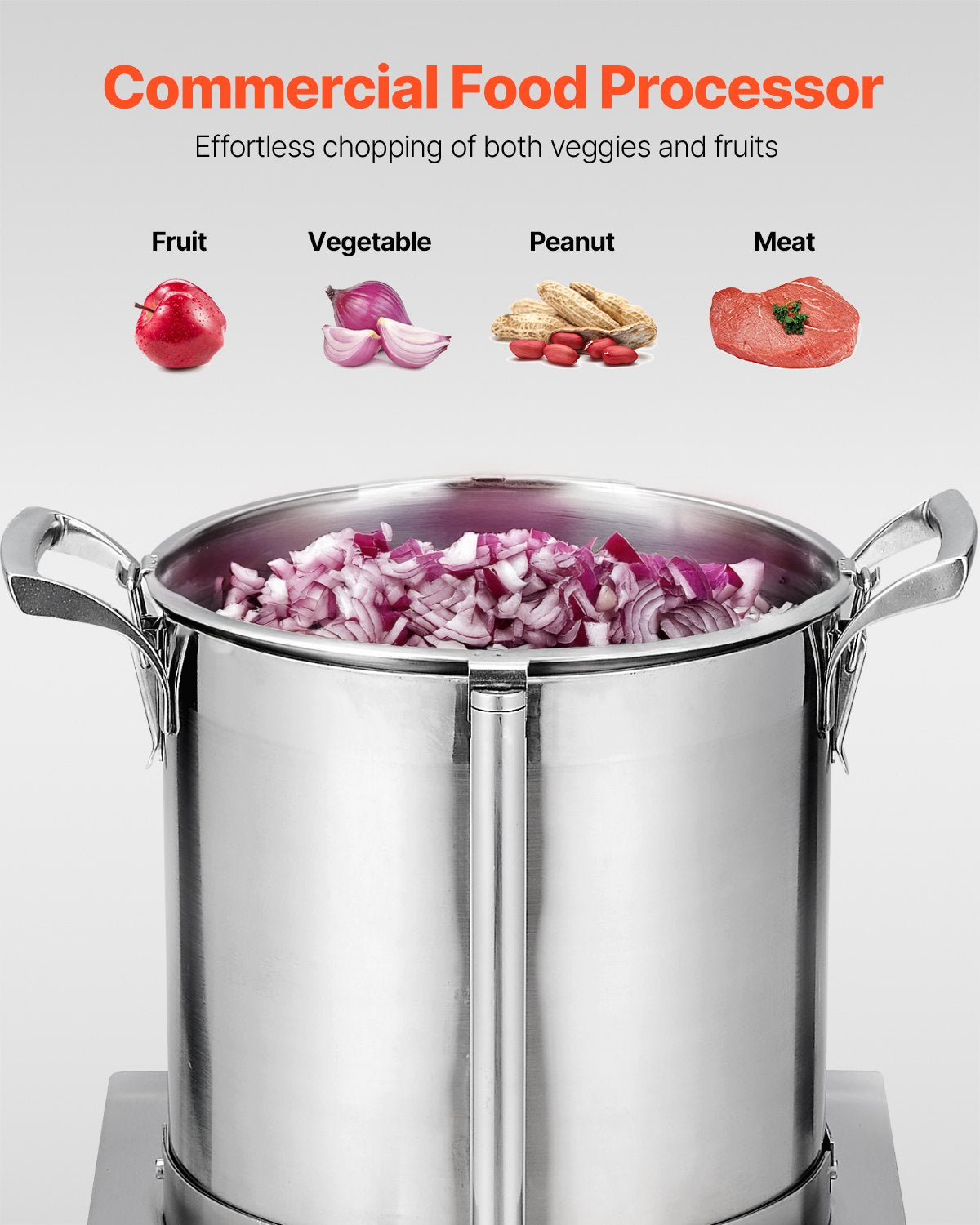 VEVOR Food Processor & Vegetable Chopper 10L Food-Grade Stainless Steel Blender