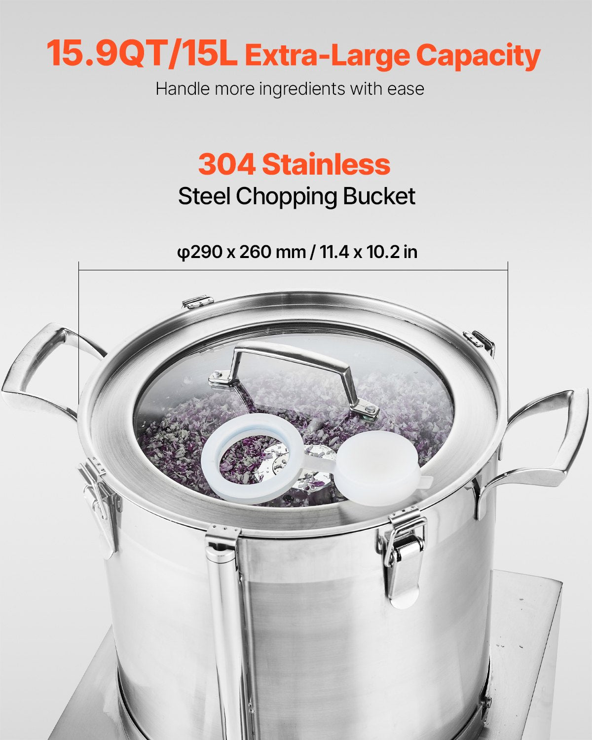 VEVOR Food Processor & Vegetable Chopper 15L Food-Grade Stainless Steel Blender