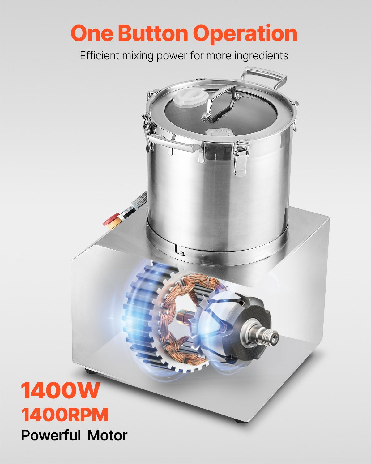 VEVOR Food Processor & Vegetable Chopper 15L Food-Grade Stainless Steel Blender