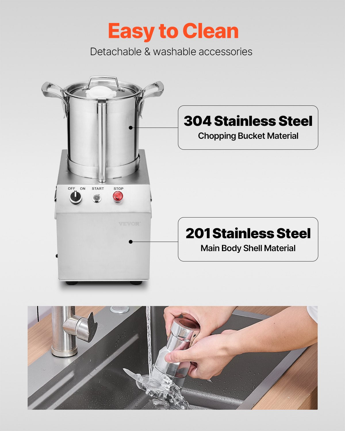 VEVOR Food Processor & Vegetable Chopper 4L Food-Grade Stainless Steel Blender