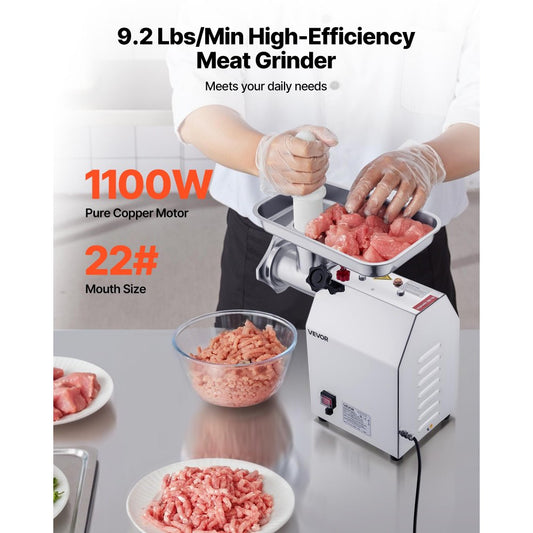 VEVOR Commercial Electric Meat Grinder 9.2 Lbs/Min Sausage Stuffer Maker Kitchen