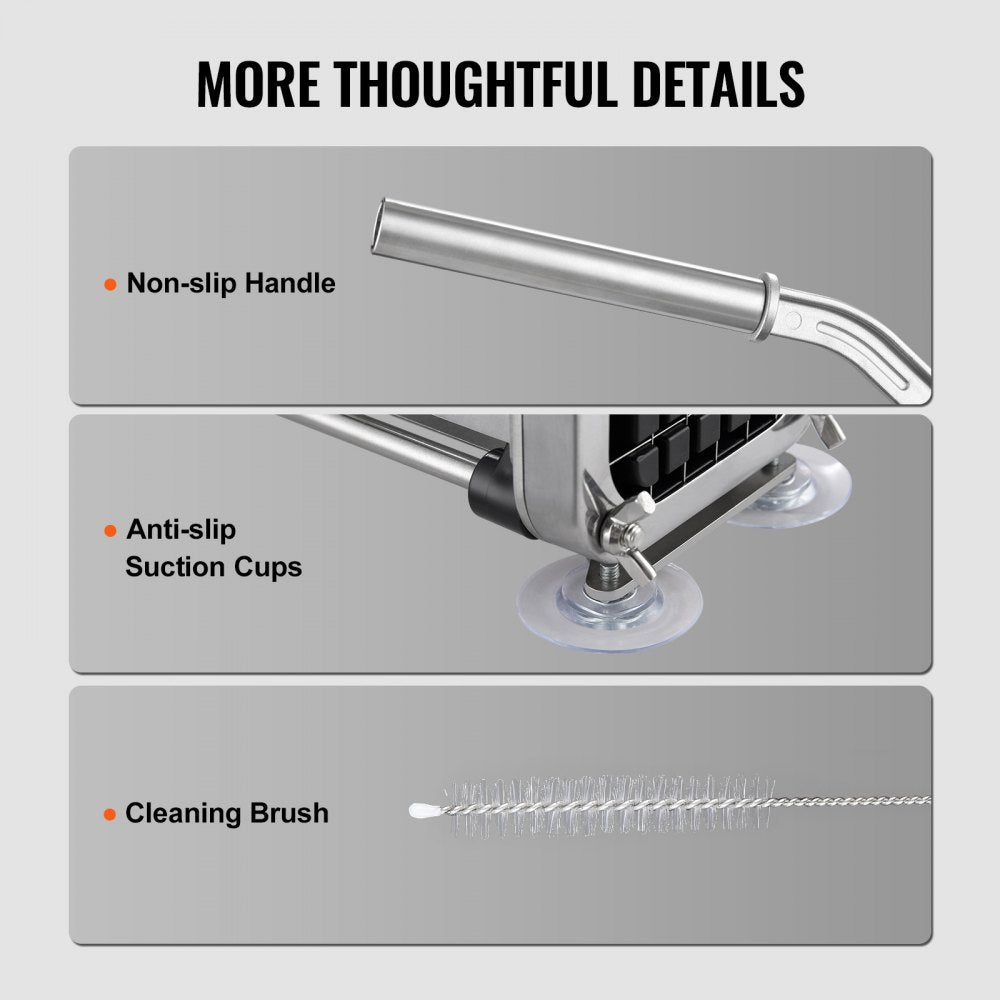 VEVOR French Fry Cutter Stainless Steel Potato Vegetable Slicer Chopper w/ Blade