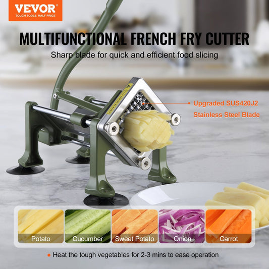 Food-grade 420J2 stainless steel blade cuts potatoes, carrots, cucumbers, and sweet potatoes efficiently