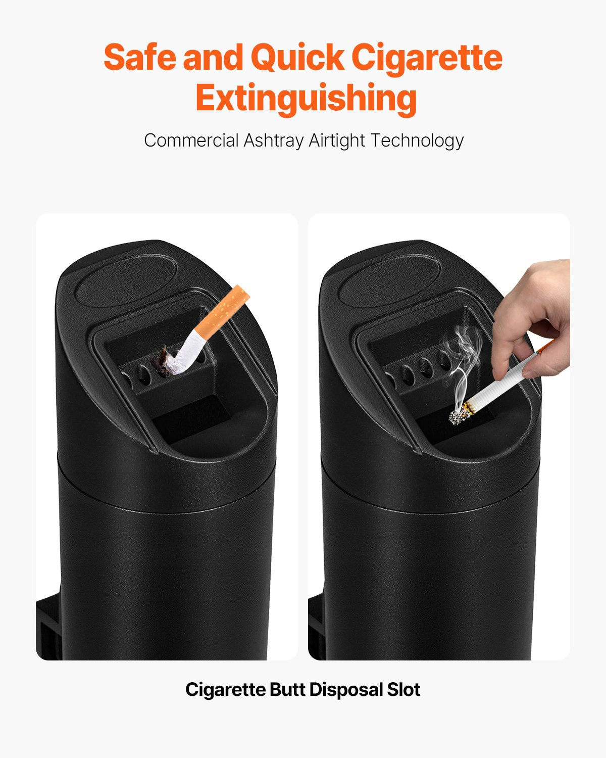 VEVOR Cigarette Butt Receptacle Stainless Steel Wall Mounted Disposal Silver