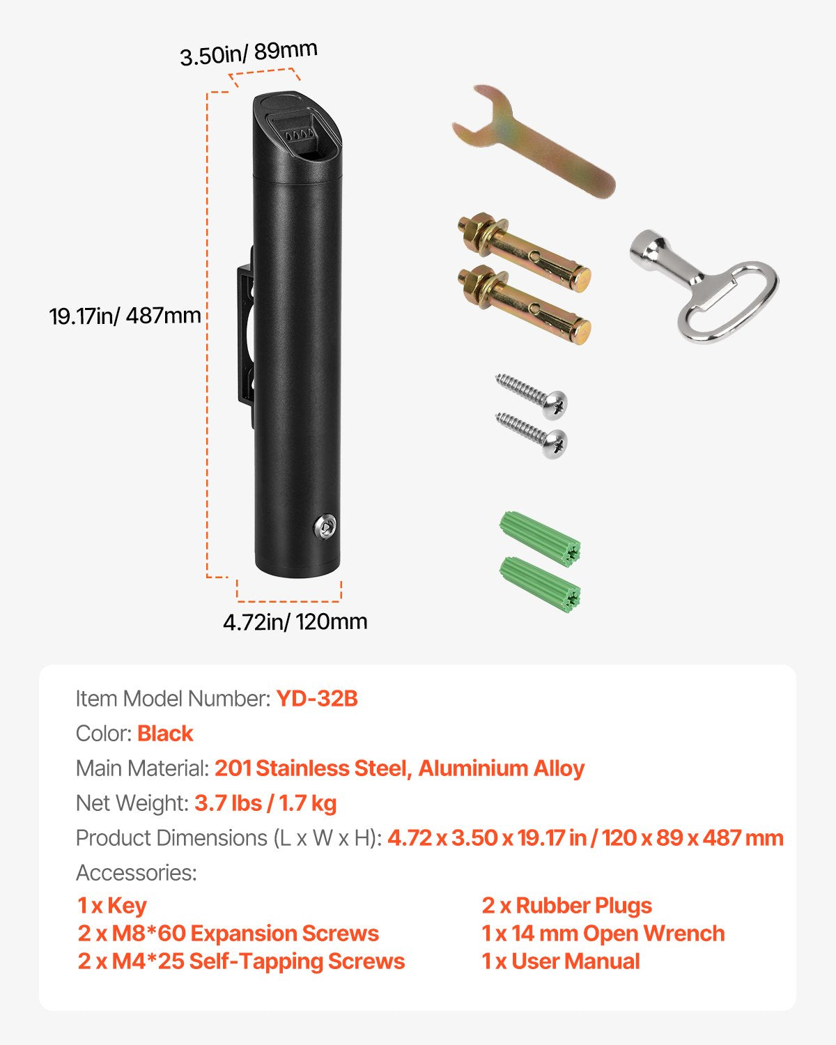 VEVOR Cigarette Butt Receptacle Stainless Steel Wall Mounted Disposal Silver