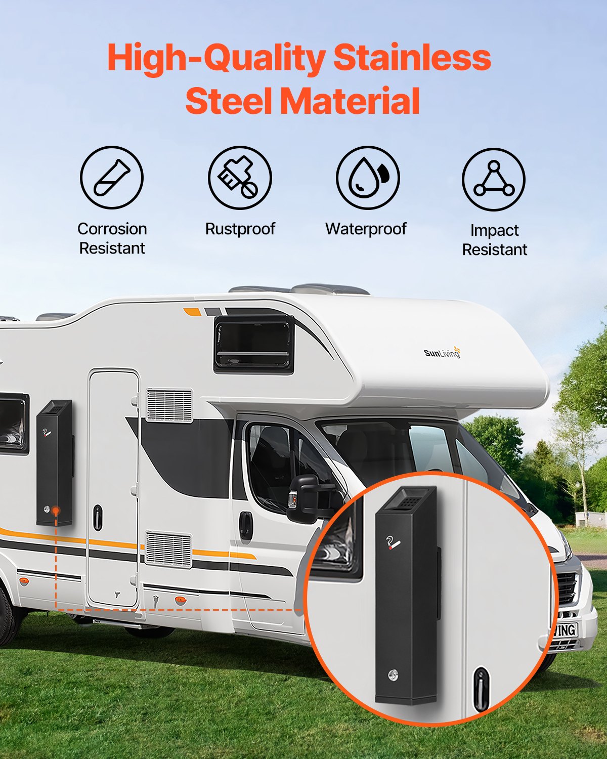 VEVOR Cigarette Butt Receptacle Stainless Steel Wall Mounted Butt Disposal Black