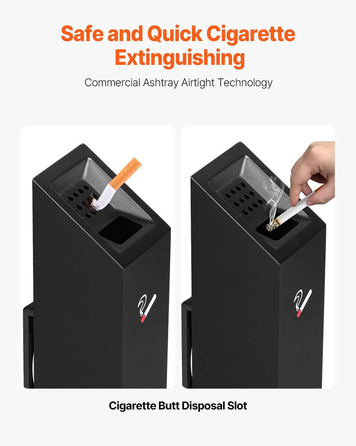 VEVOR Cigarette Butt Receptacle Stainless Steel Wall Mounted Butt Disposal Black