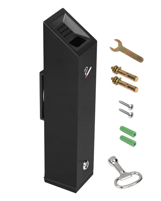 VEVOR Cigarette Butt Receptacle Stainless Steel Wall Mounted Butt Disposal Black