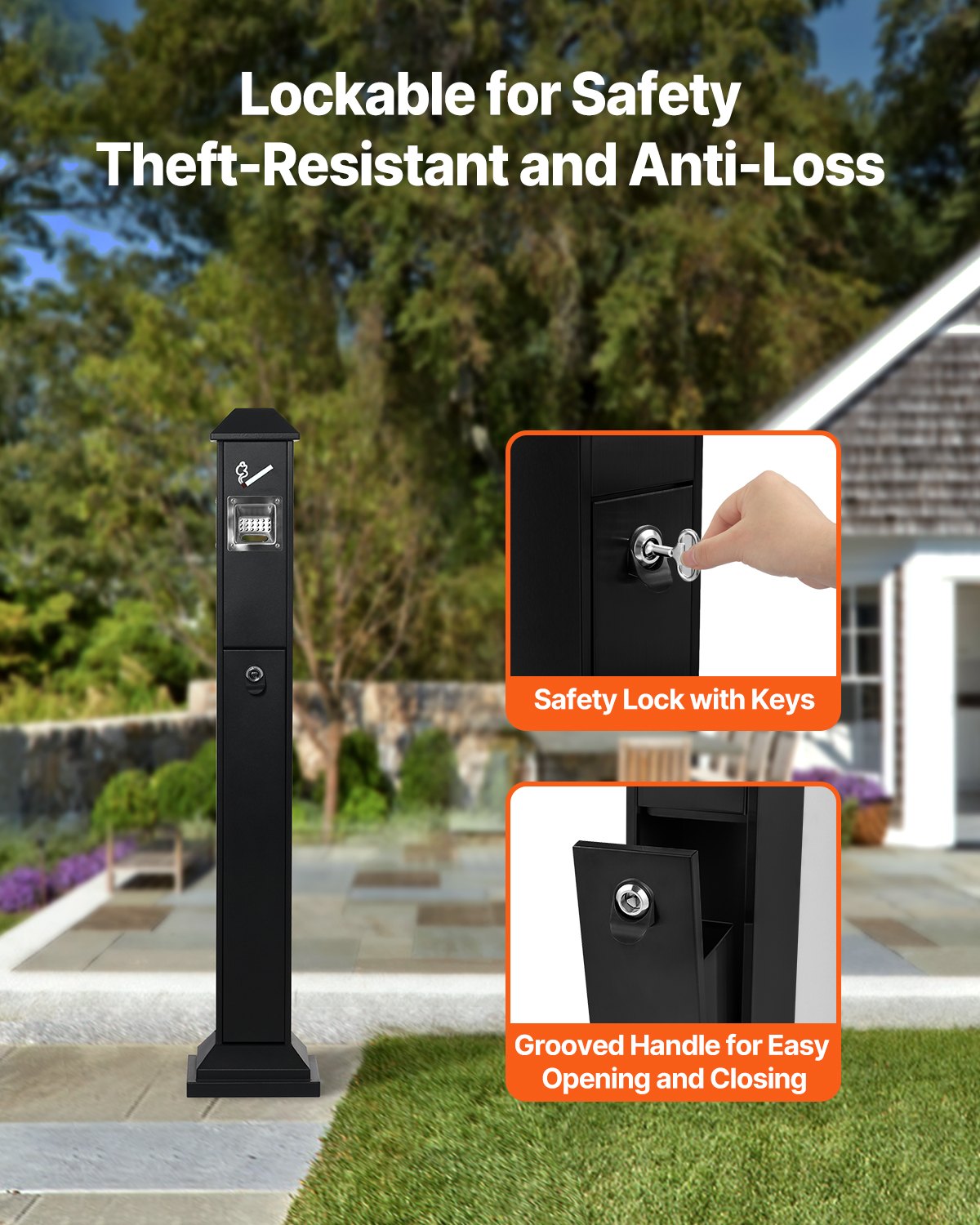 VEVOR Cigarette Butt Receptacle with 4 Disposal Openings Butt Disposal Black