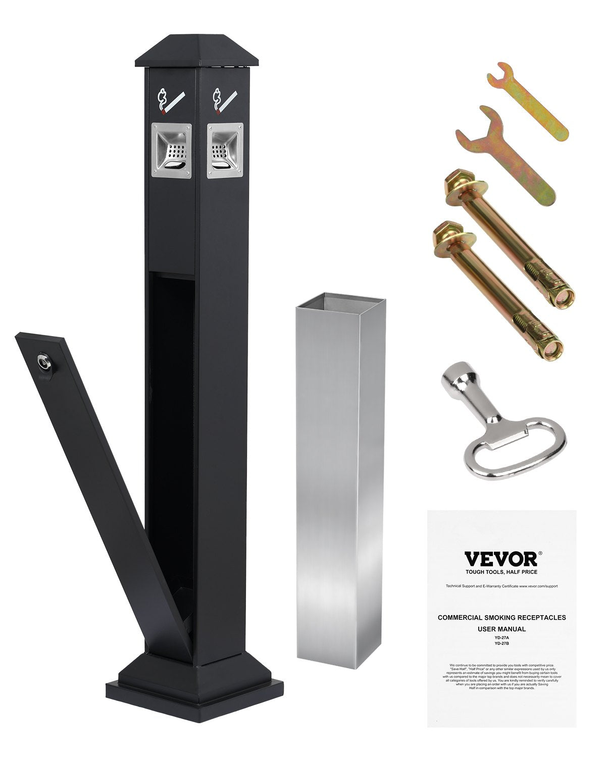VEVOR Cigarette Butt Receptacle with 4 Disposal Openings Butt Disposal Black