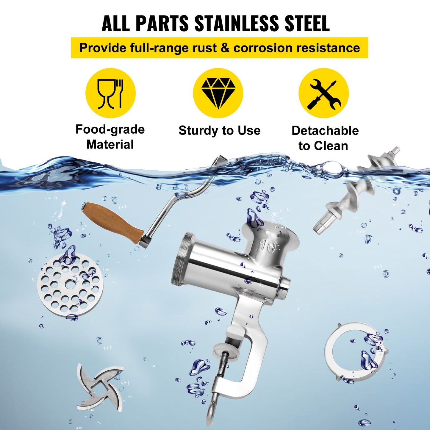 VEVOR Heavy Duty Meat Grinder Manual Sausage Filler Stainless Steel with Clamp