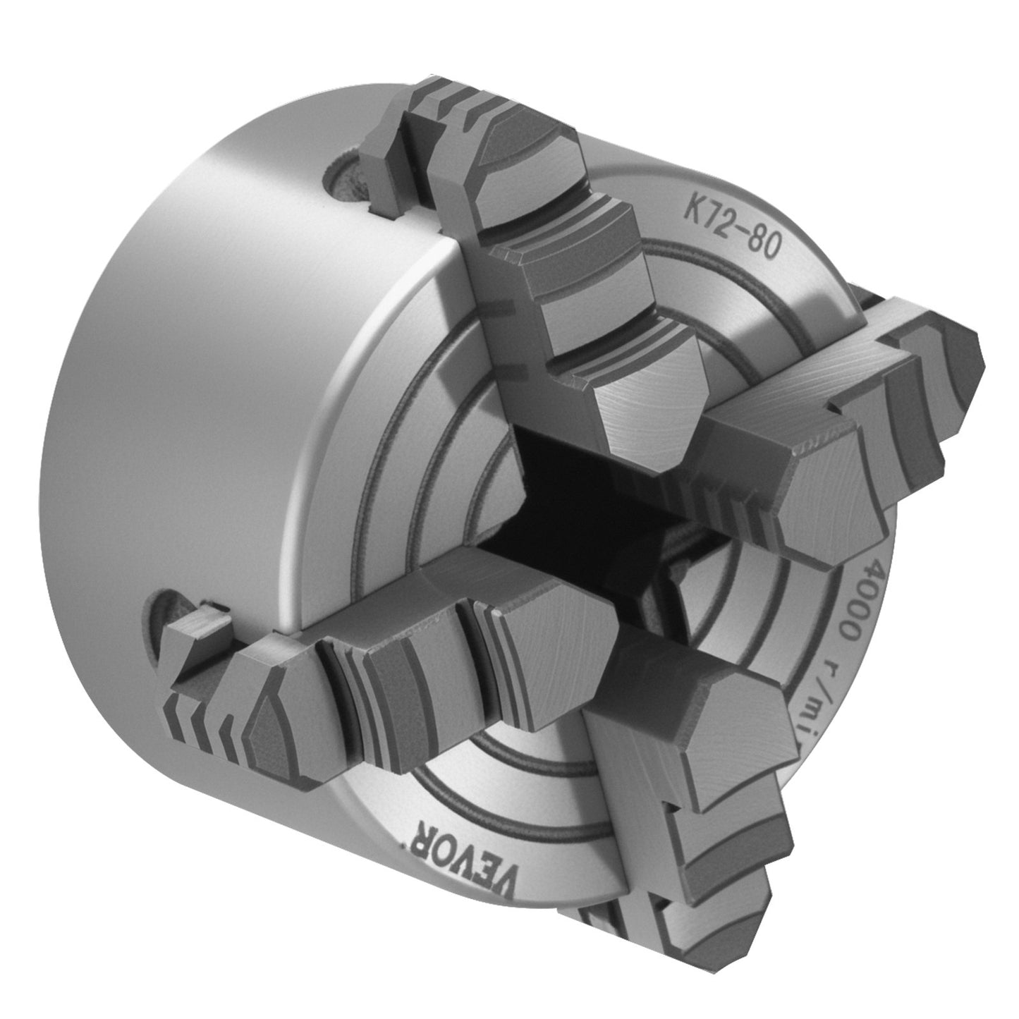 4-Jaw Lathe Chuck, 3 Inch (80 mm), 4-Jaw Independent Chuck, 0.1-3.15 in (5-80 mm) Clamping Range with T-key Fixing Screws Reversible Jaws, HT300 Material, Internal External for Wood Metal Lathe