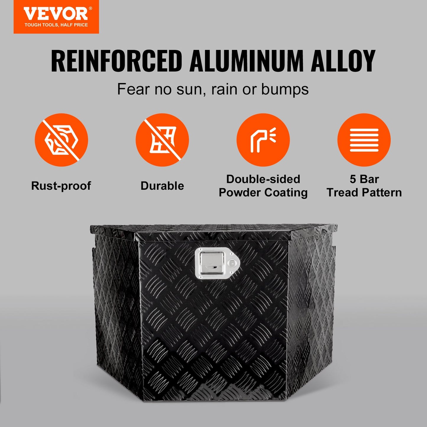 VEVOR Trailer Tongue Box, Aluminum Alloy Diamond Plate Tongue Box Tool Chest, Heavy