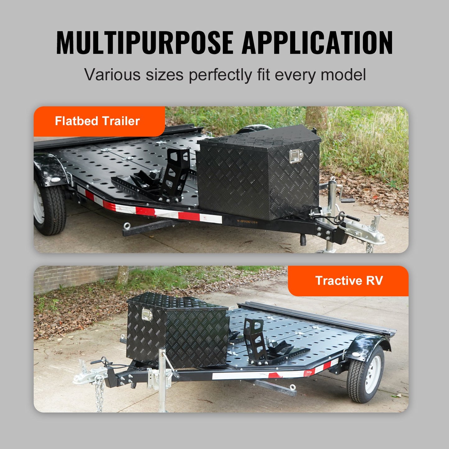 VEVOR Trailer Tongue Box, Aluminum Alloy Diamond Plate Tongue Box Tool Chest, Heavy