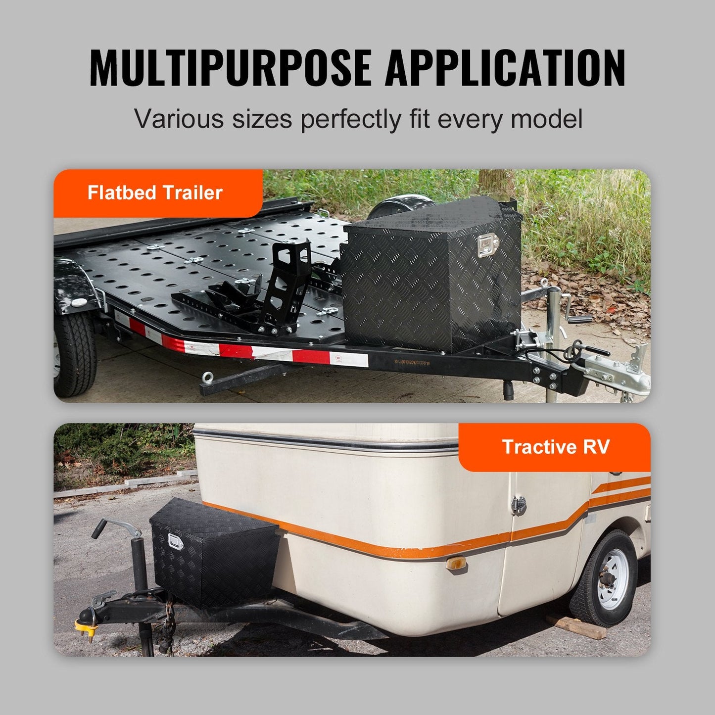 Aluminum Alloy Trailer Tool Box, 737x410x460mm, 30kg Capacity, Weatherproof