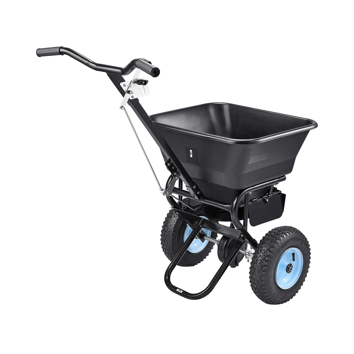 Lawn Spreader, 45.2 kg Capacity, Walk-Behind Push Spreader, 0-9.8ft Spreading Width, 13 in All Terrain Pneumatic Tires, Fertilizer Spreaders with Hopper Grate, for Seed Salt Ice Melt