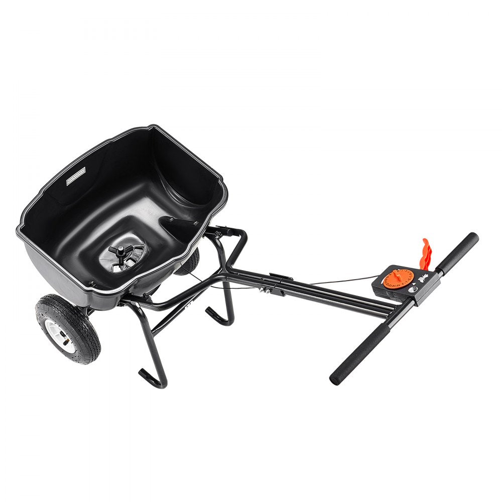 VEVOR Broadcast Spreader, 27.2 kg Capacity, Walk-Behind Push Spreader, 0-3 m Spreading Width, All Terrain Pneumatic Tires, Lawn Spreaders with Hopper Grate, for Seed, Fertilizer, Salt, Ice Melt