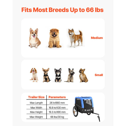 Dog Bike Trailer Pet Bicycle Trailer Cat Carrier 30 kg Water Resistant