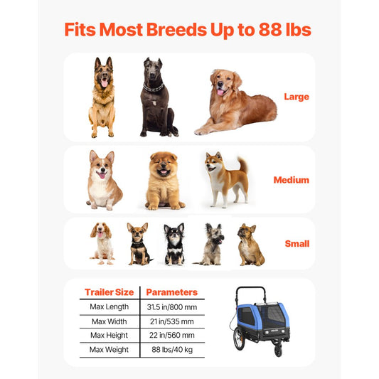 Dog Bike Trailer Pet Bicycle Trailer & Stroller 40 kg Water Resistant