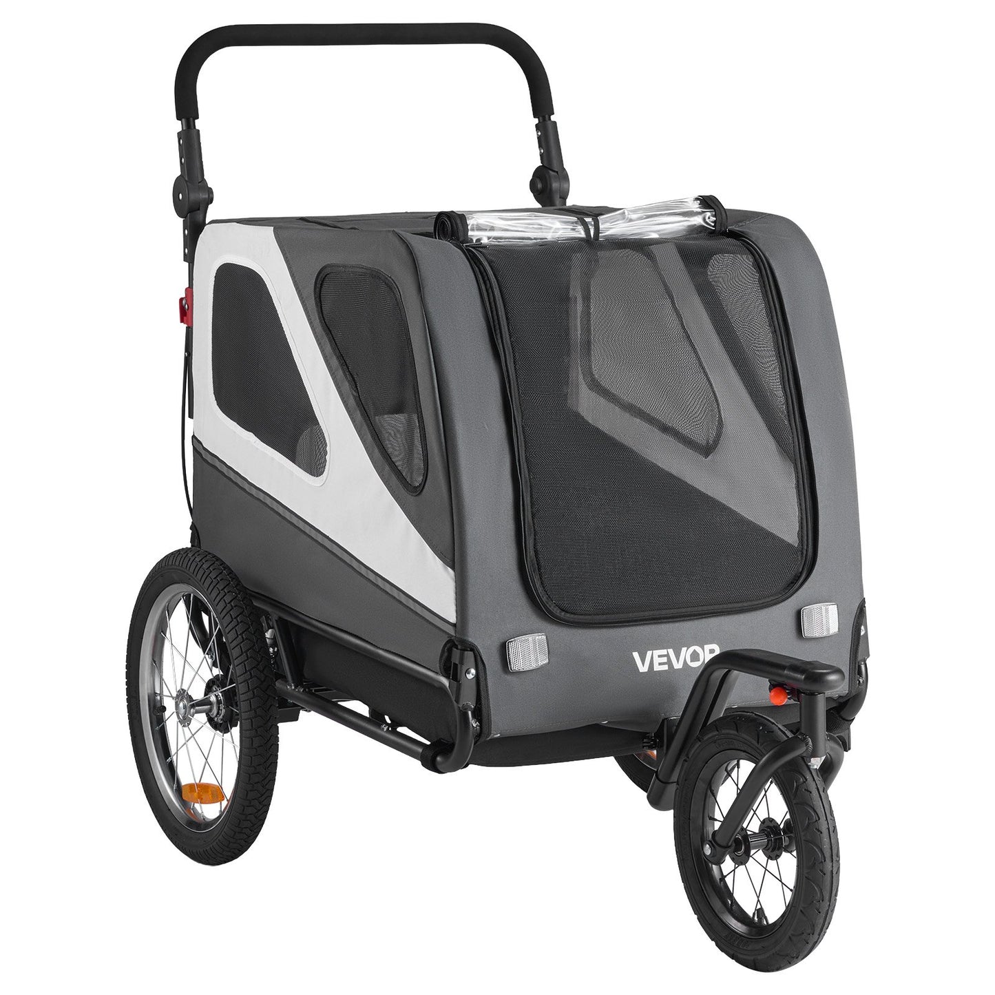 Dog Bike Trailer, Supports up to 45 kg, 2-in-1 Pet Stroller Cart Bicycle Carrier for Small & Large Dogs, Easy Folding Frame with Quick Release Wheel, Universal Bicycle Coupler, Internal Leash