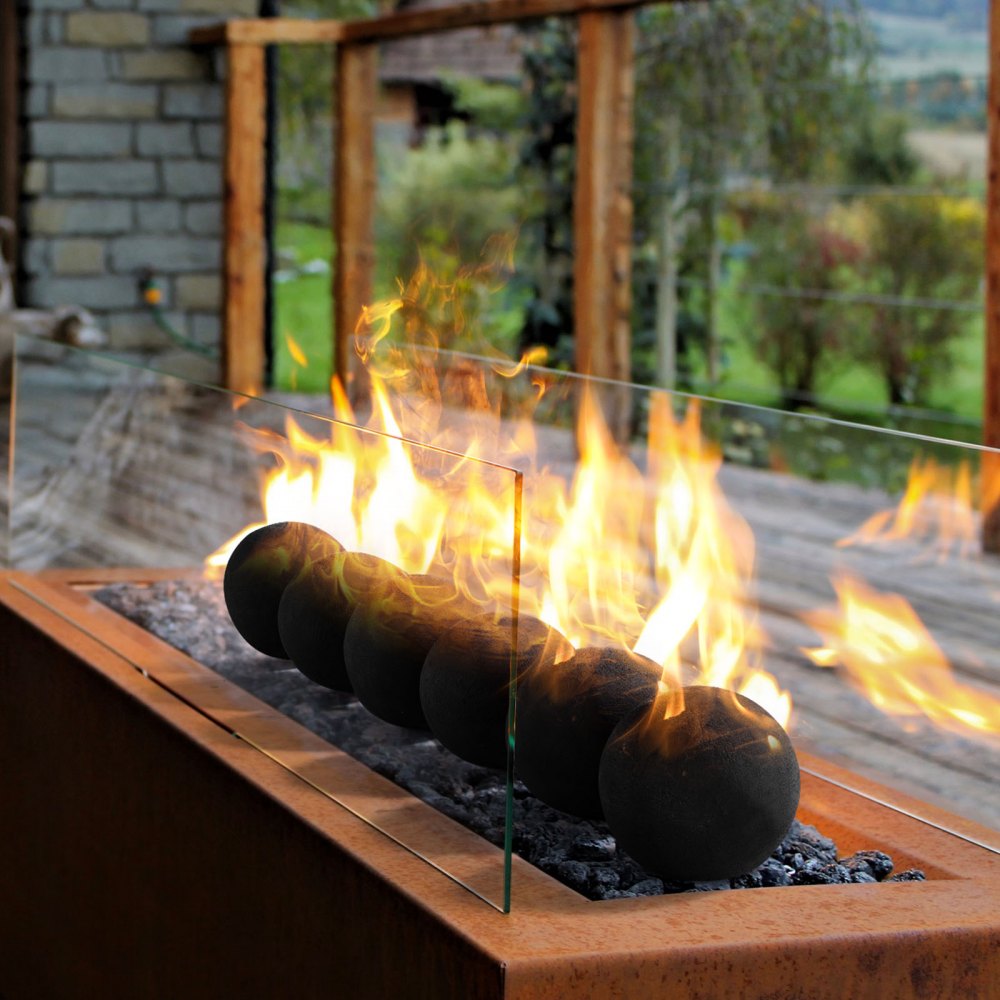 VEVOR 12.5 cm 6 Pcs Ceramic Fire Balls Round Fire Stones Reusable Lava Rocks