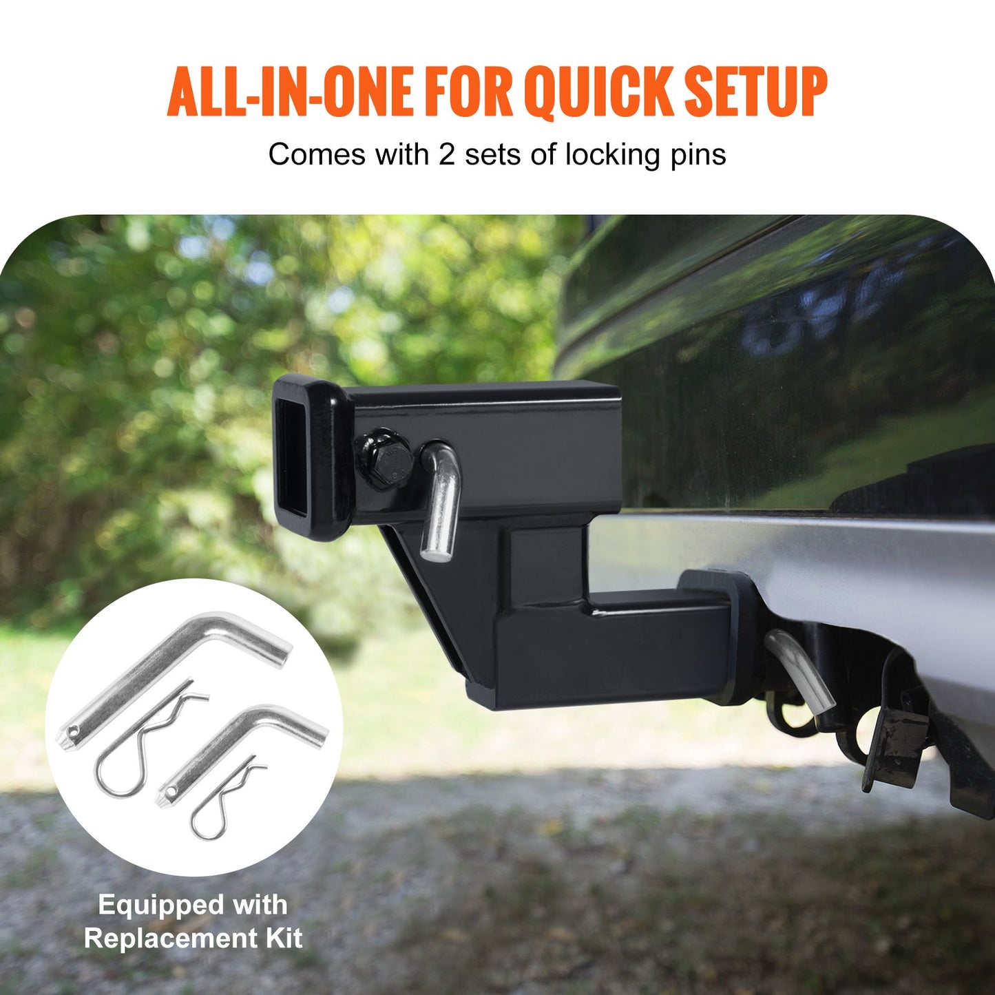 VEVOR Trailer Hitch Riser, for 2" Receiver with 4" Rise/Drop, Trailer Receiver Hitch