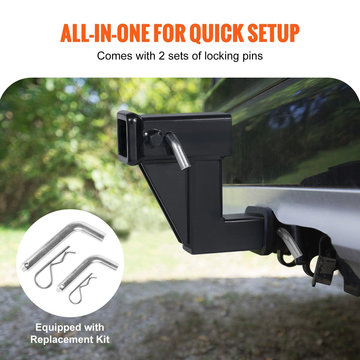 VEVOR Trailer Hitch Riser, for 2" Receiver with 6" Rise/Drop, Trailer Receiver Hitch