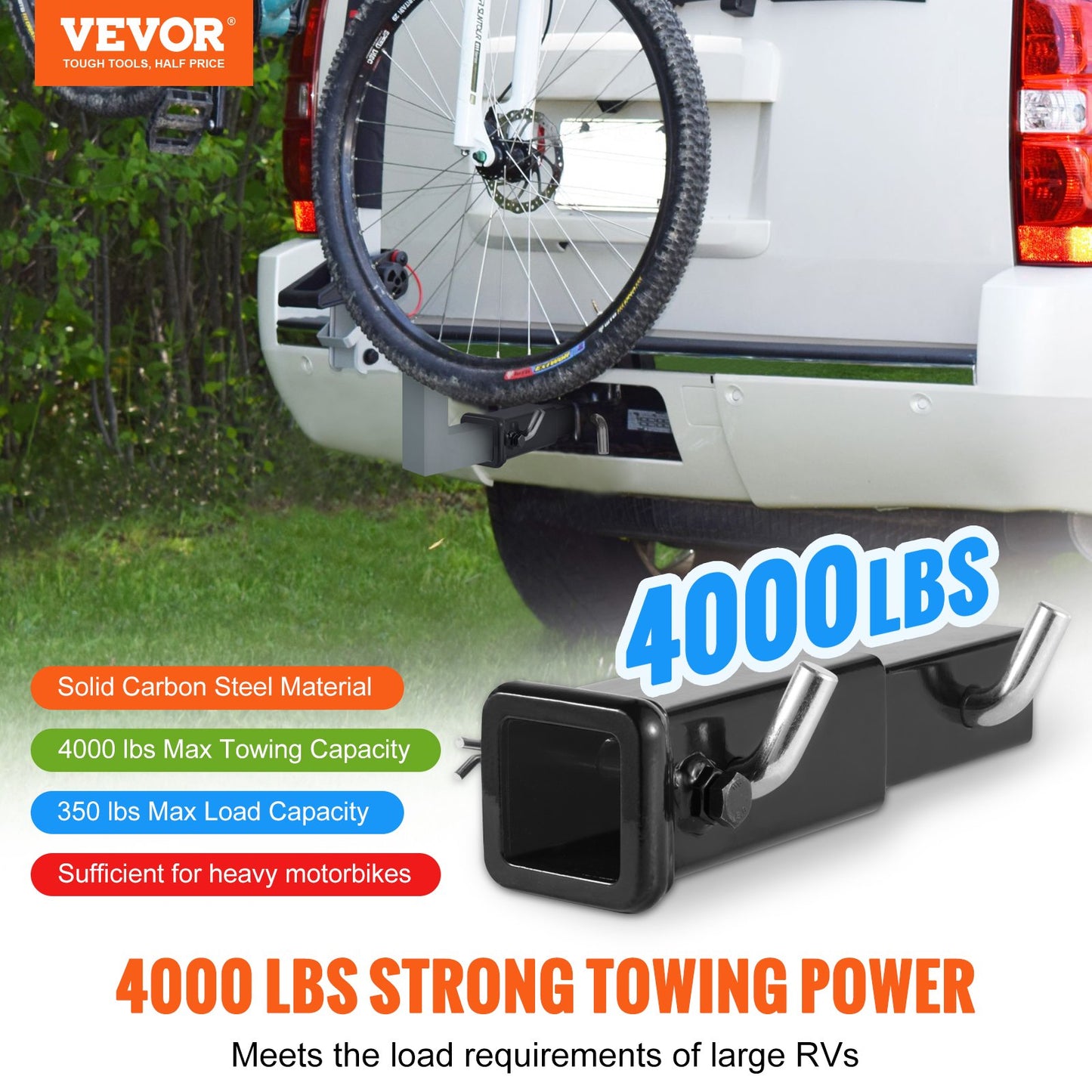VEVOR Trailer Hitch Extender, Fits for 2" Receiver Hitch Adapter, Trailer Hitch