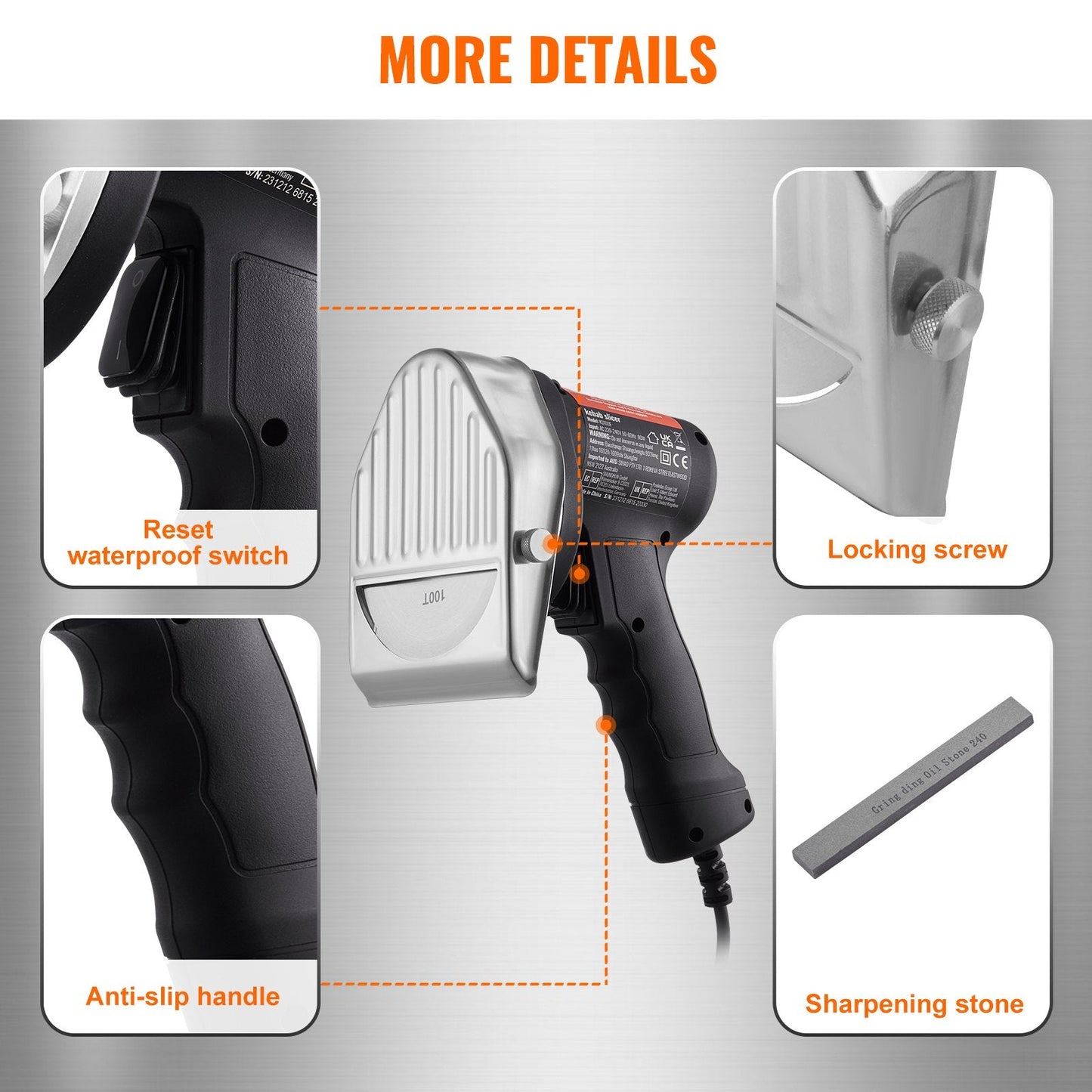 Electric Gyro Slicer, 80W Kebab Knife with Adjustable Thickness, 0-8mm, 100mm Blade