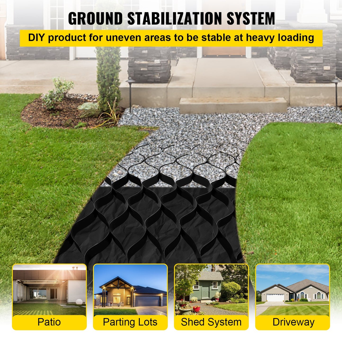 VEVOR Ground Grid Paver Geocell Grid 2in Thick Geo Grid 27x4ft HDPE for Gravel