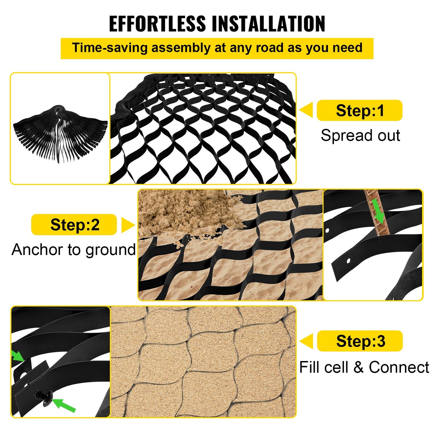 VEVOR Ground Grid Paver Geocell Grid 2in Thick Geo Grid 27x4ft HDPE for Gravel