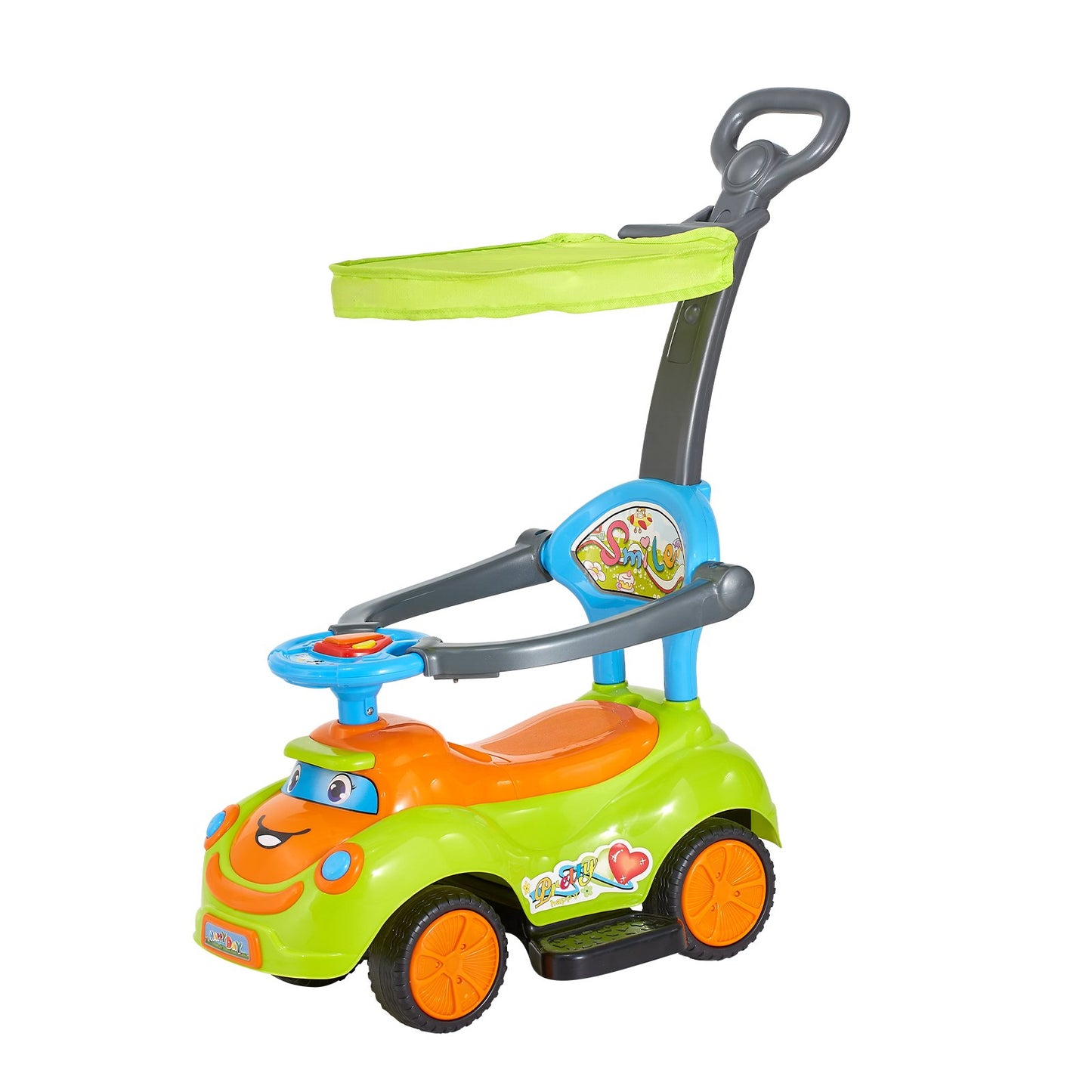 Ride On Push Car, Push Car for Toddler 19 to 36 Months, Around Buggy with Guardrails, Handle & Under-seat Storage, 25 kg Load Capacity, Foot-to-Floor Walker for Boys Girls, Green