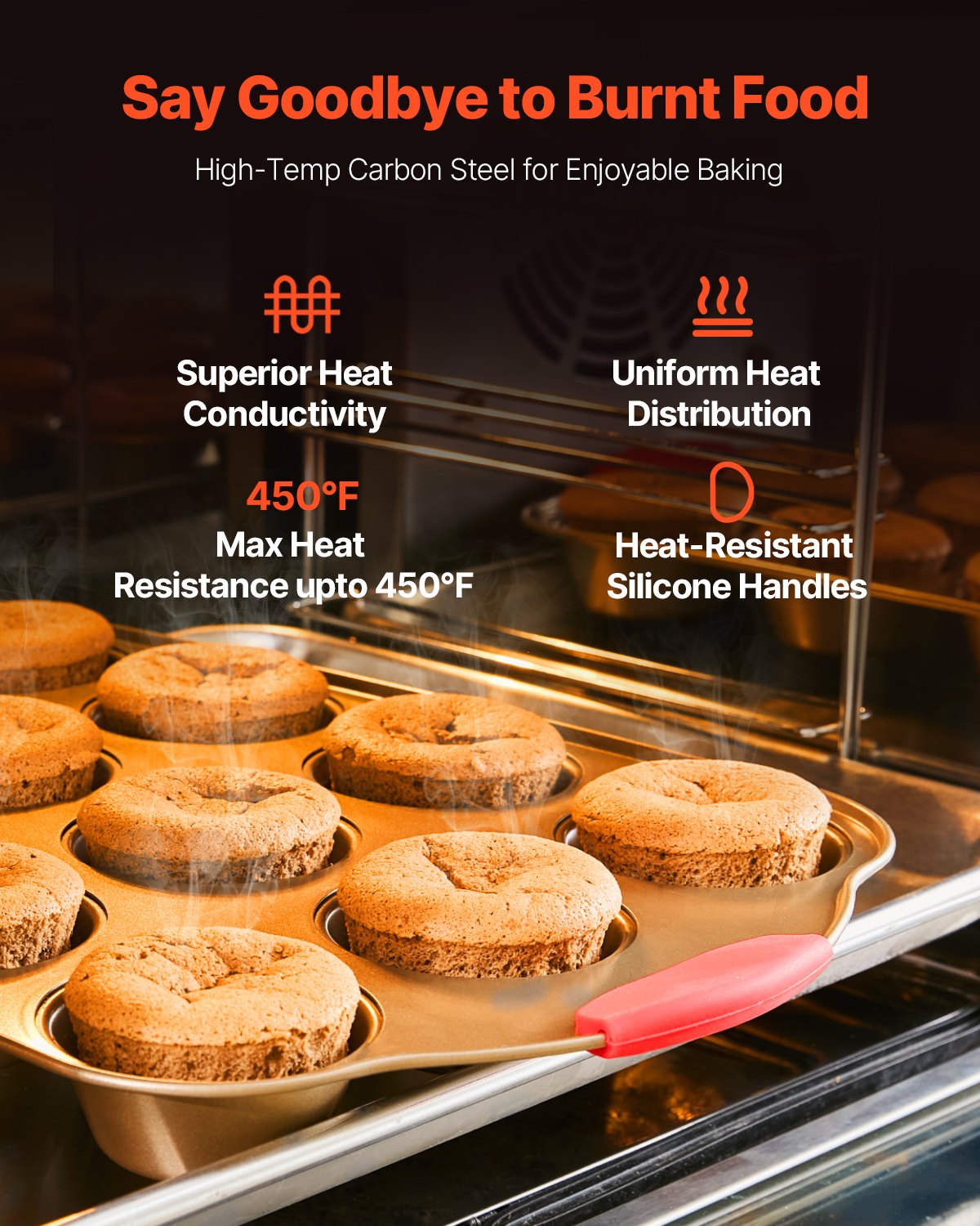 VEVOR Baking Pan Set 10-Piece Nonstick Carbon Steel Set with Silicone Handles