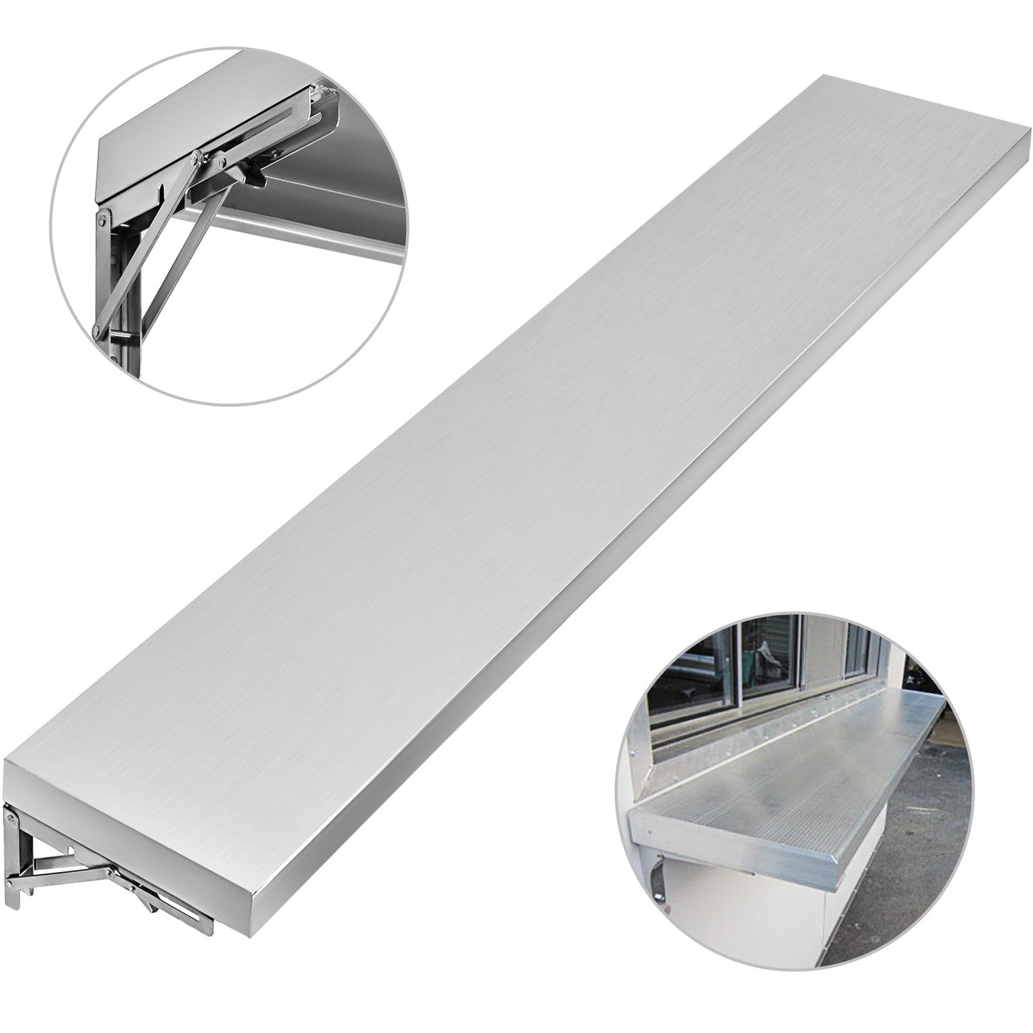 VEVOR Concession Shelf 70.8L x 11.4W Inch with Stainless Steel Frame and Surface