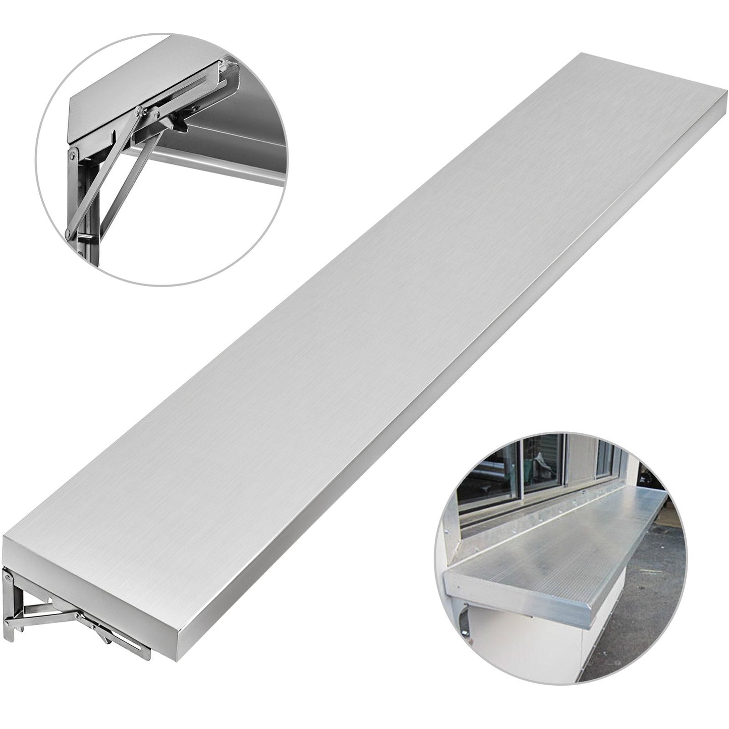 Foldable Stainless Steel Concession Shelf for Food Trailer, 1.8m x 0.29m