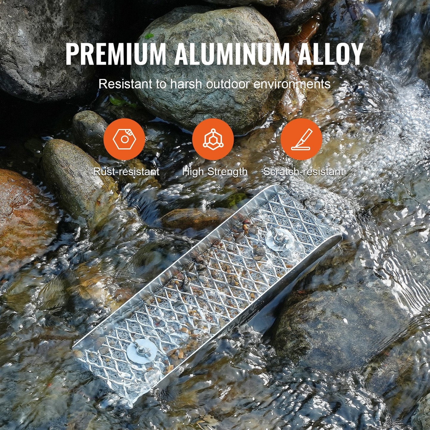Gold Prospecting Kit with Mini Sluice Box, 30 cm Aluminum Equipment, 16 PCS
