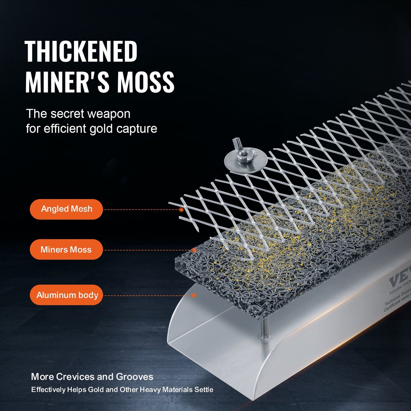 VEVOR Gold Panning Kit With Mini Sluice Box, 12" Aluminum Gold Mining Equipment,
