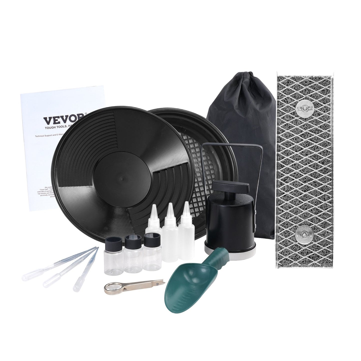 VEVOR Gold Panning Kit With Mini Sluice Box, 12" Aluminum Gold Mining Equipment,