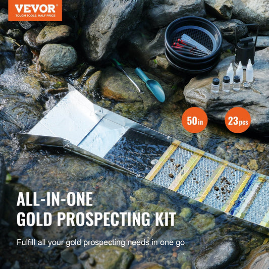 Lightweight rust-resistant aluminum sluice box provides durable gold prospecting performance outdoors