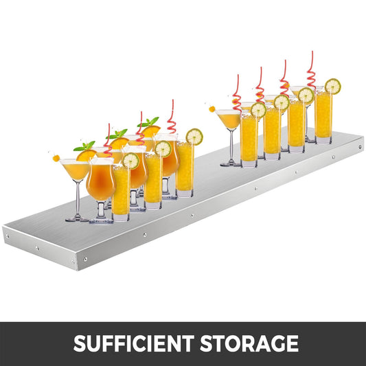 Stainless Steel Folding Serving Shelf for Concession Trailers, 1.22m x 30.5cm