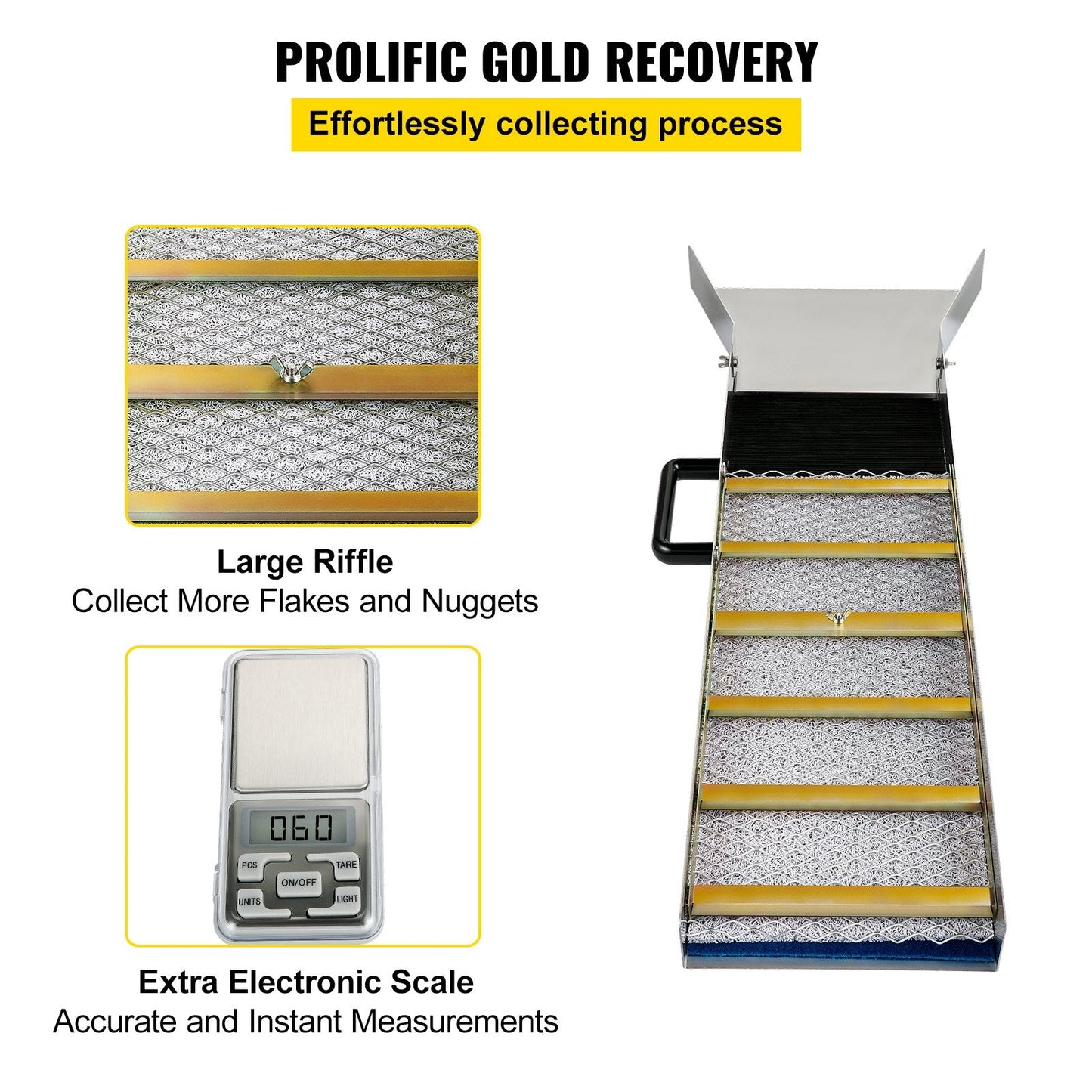 Compact Gold Prospecting Sluice Box, Aluminum Alloy, 0.9m, Lightweight Design